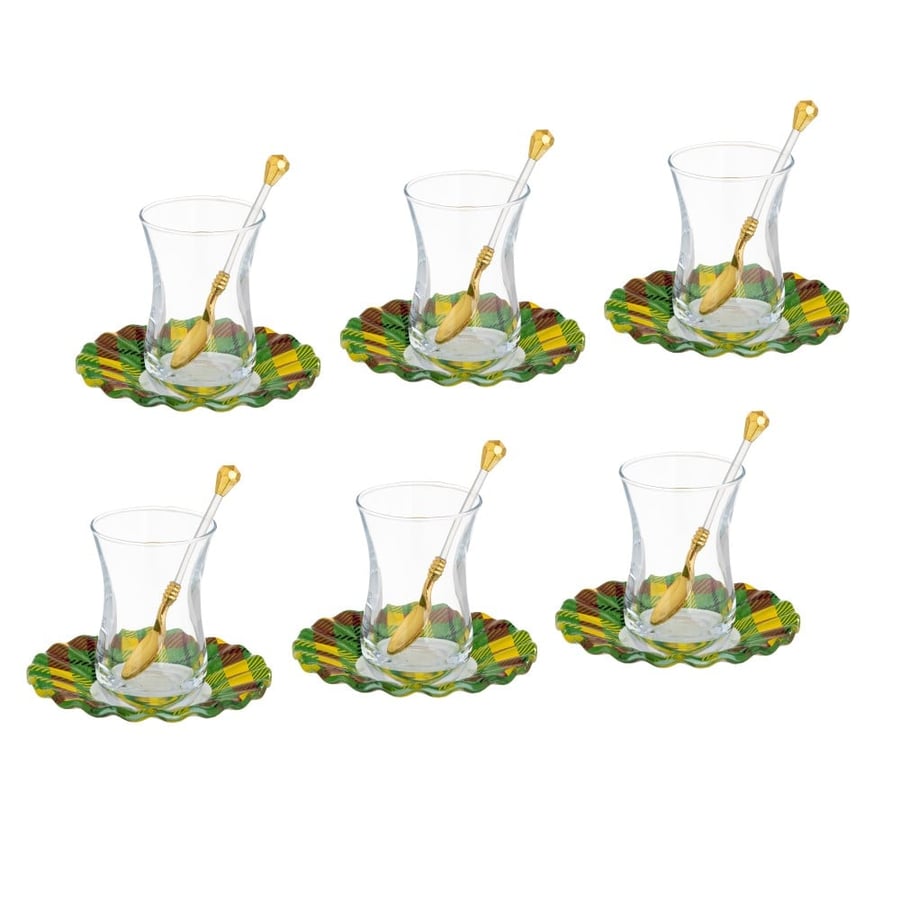 Turkish glass tea set 18 pieces colors design