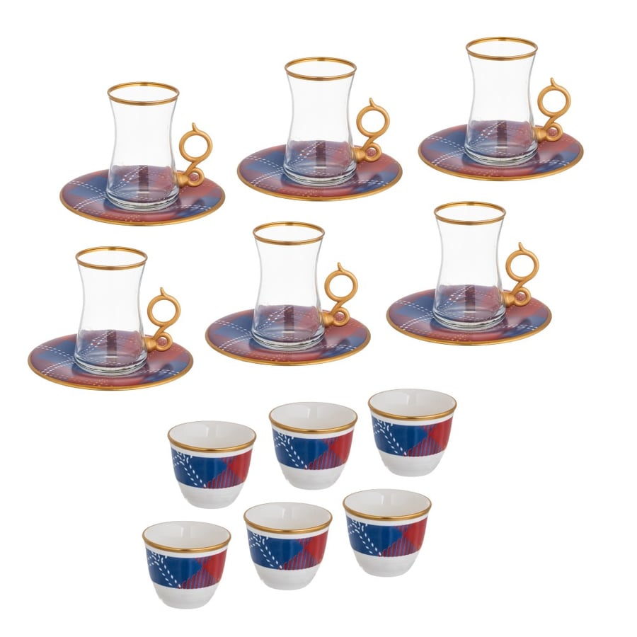 Glass tea and coffee set 18 pieces Flamingo