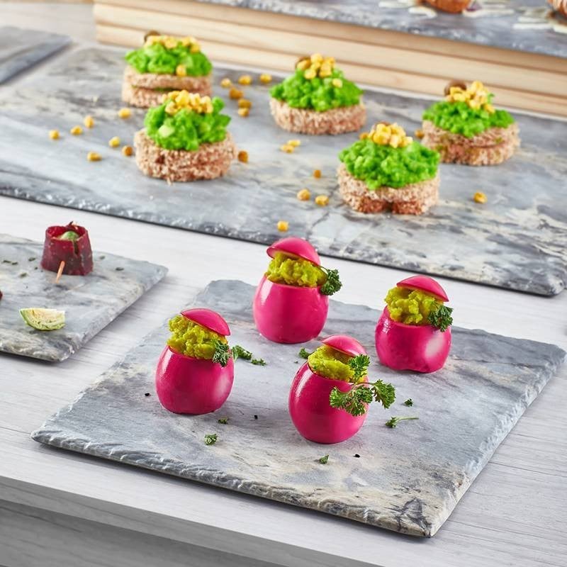 Square melamine presentation stand 25 cm marble