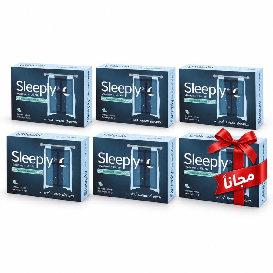 الباقة الذهبية 5 عبوات شرائح سليبلي ميلاتونين+عبوة مجاناً +هدية+شحن مجاناً Sleeply