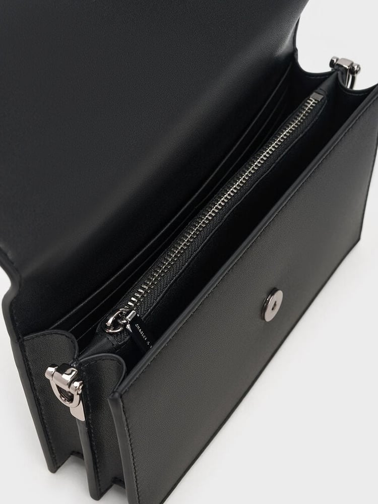 Kristine Sculptural-Handle Long Wallet - Noir