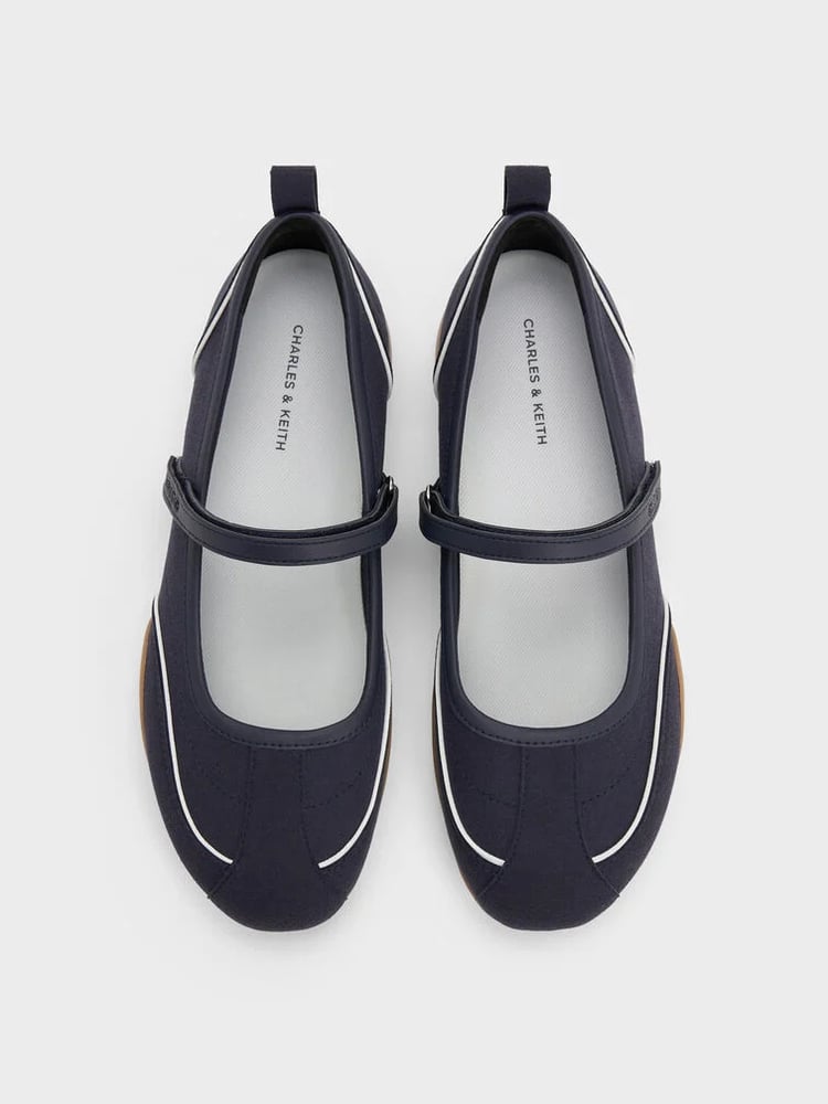Louise Contrast-Trim Mary Jane Sneakers - Dark Blue - size 37