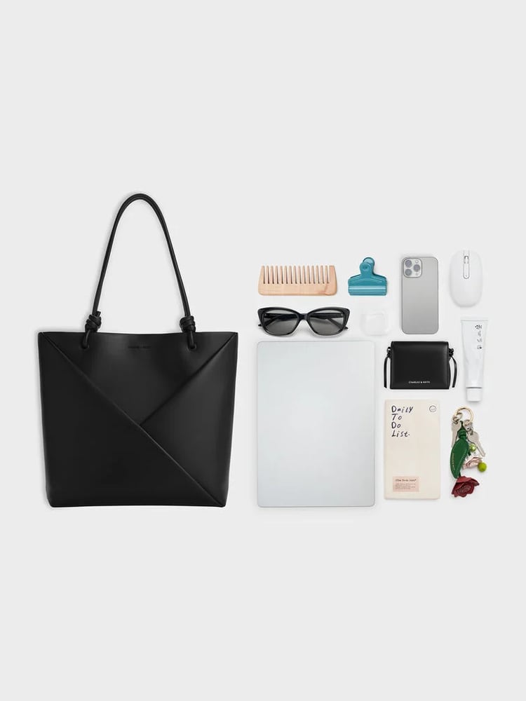Midori Geometric Tote Bag - Jet Black