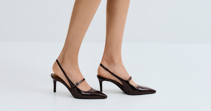 Pointed Slingback Mary Jane Pumps - Burgundy مقاس 38