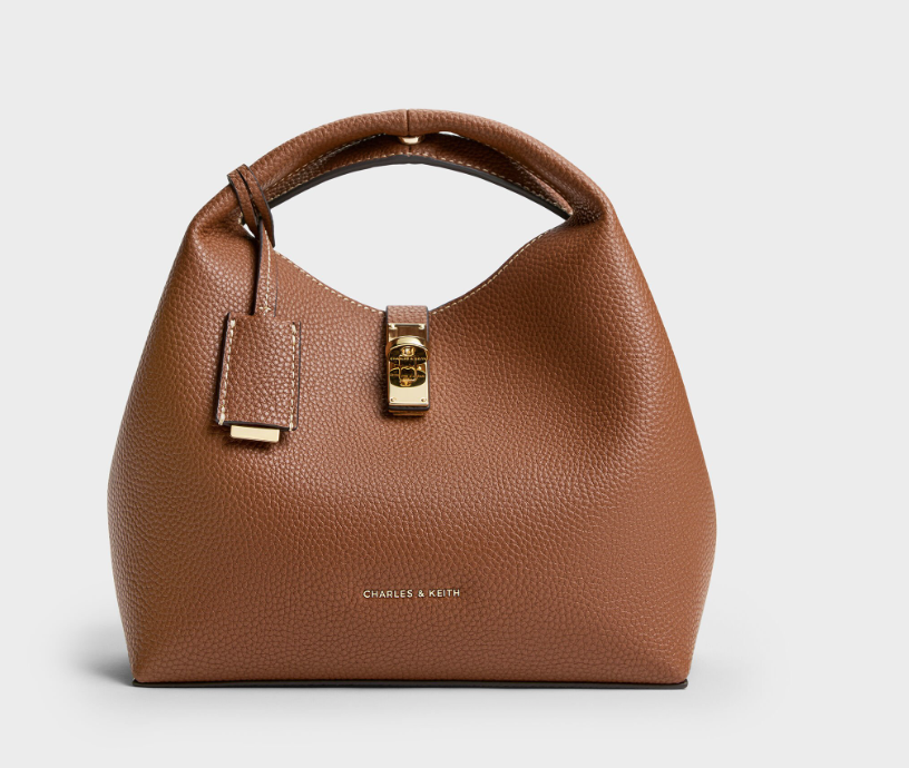 Chance Turn-Lock Bucket Bag - Chocolate Charles & Keith