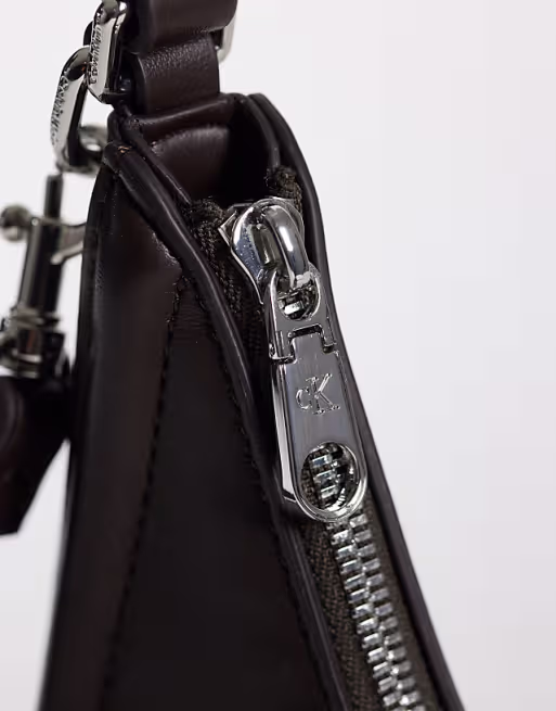 Embossed Monogram Crescent Bag -Chocolate Brown