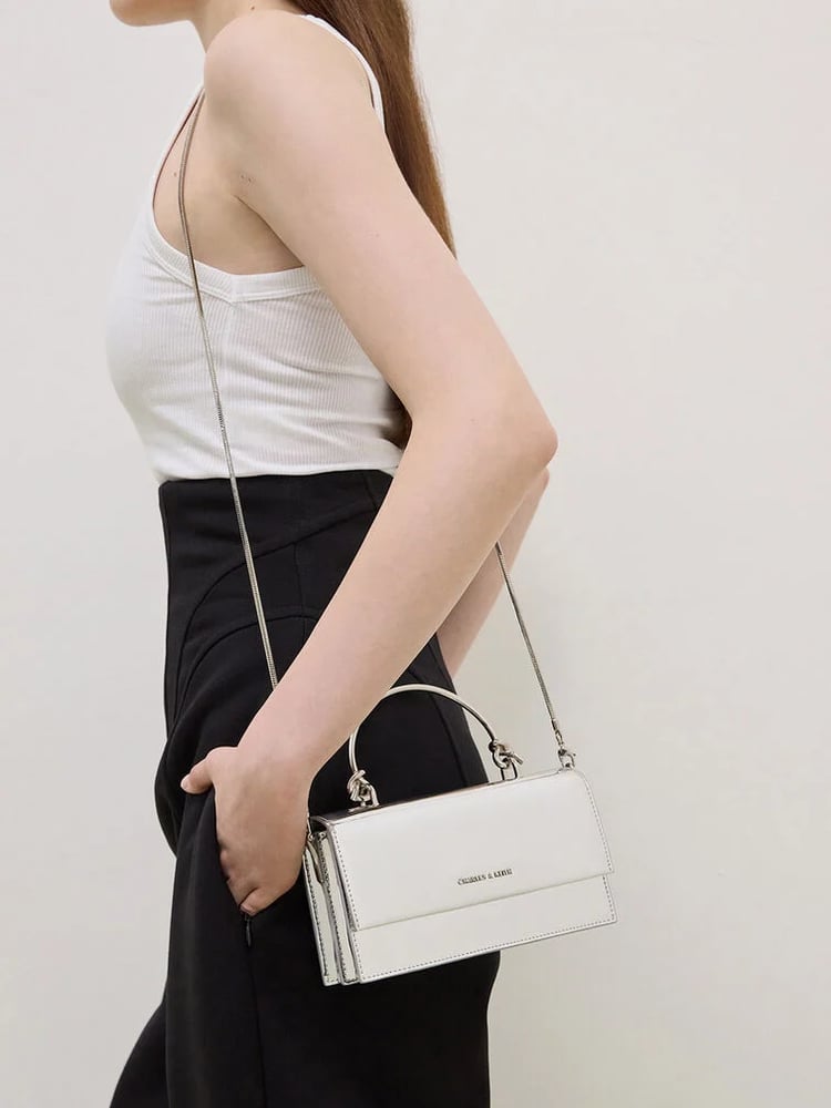 Kristine Metallic Sculptural-Handle Long Wallet - Silver