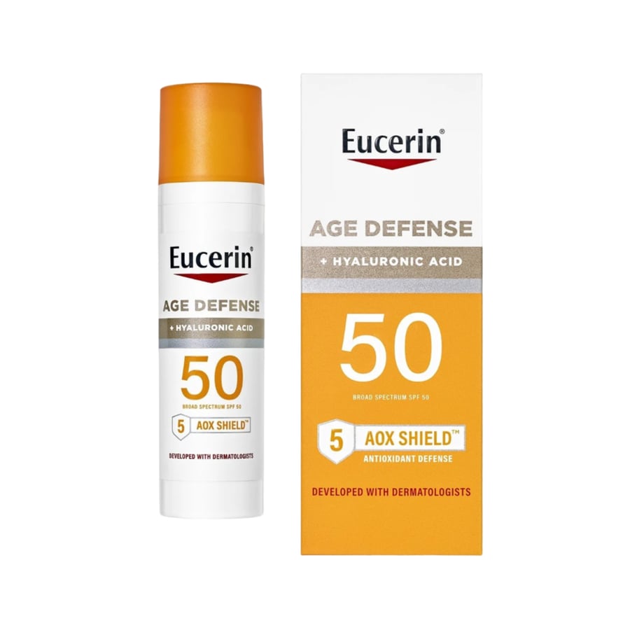 يوسرين إيج ديفنس واقي شمس للوجه SPF50 مع هيالورونيك أسيد 75 مل - Eucerin Age Defense Face Sunscreen SPF50 with Hyaluronic Acid 75ml