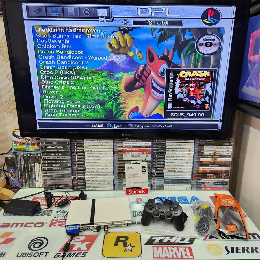 PS2 جهاز بلاستيشن تو مبرمج بداخله 125 لعبة