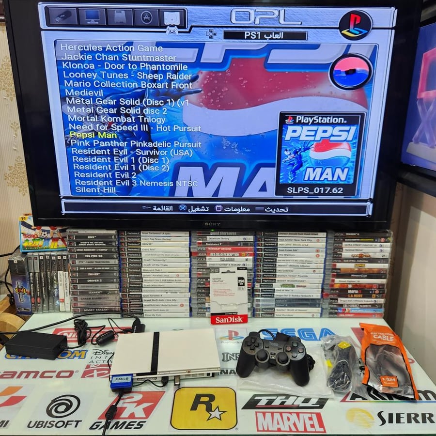 PS2 جهاز بلاستيشن تو مبرمج بداخله 125 لعبة
