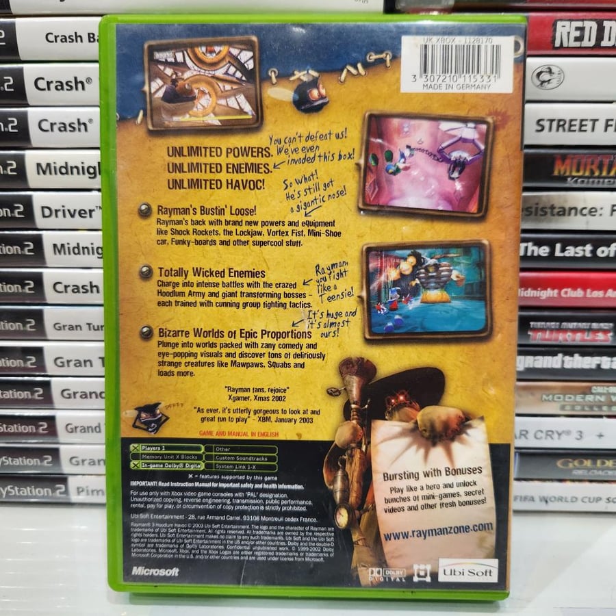 Xbox rayman 3 hoodlum havoc يوجد ملاحظة بالغلاف