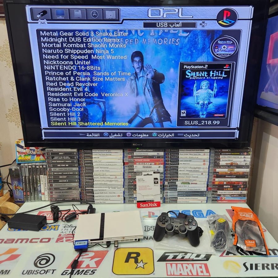PS2 جهاز بلاستيشن تو مبرمج بداخله 125 لعبة