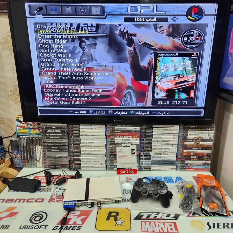 PS2 جهاز بلاستيشن تو مبرمج بداخله 125 لعبة