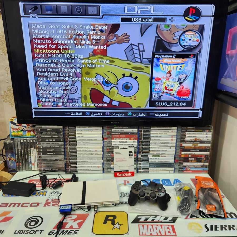 PS2 جهاز بلاستيشن تو مبرمج بداخله 125 لعبة