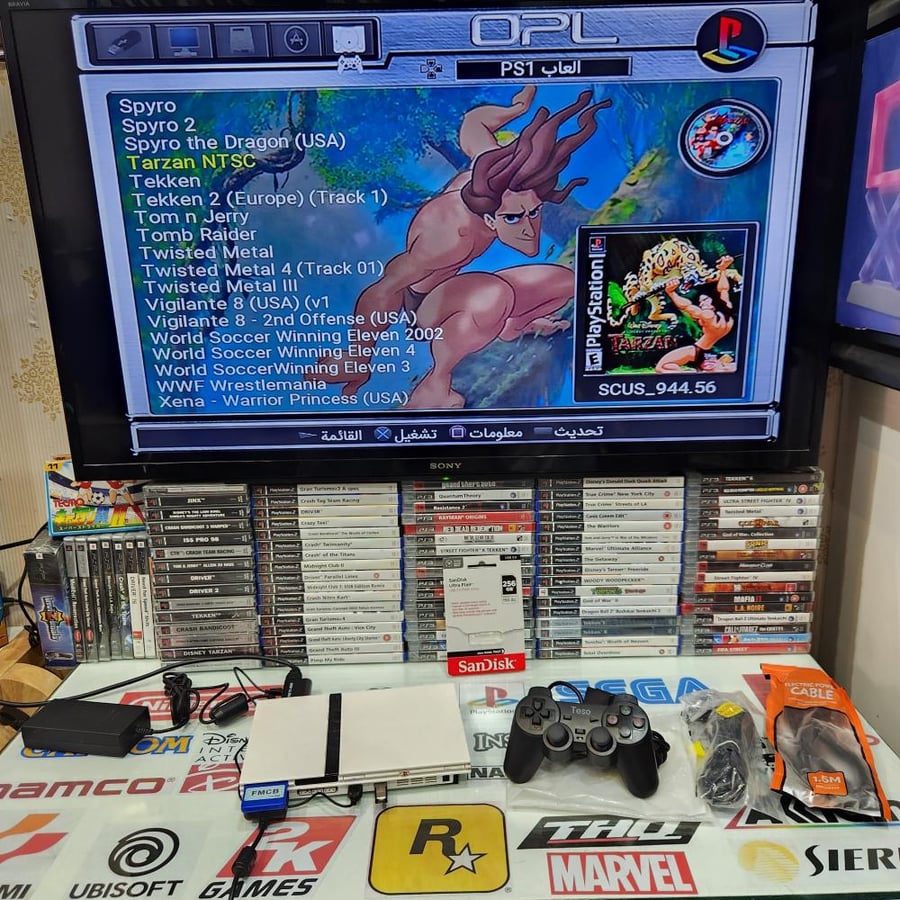 PS2 جهاز بلاستيشن تو مبرمج بداخله 125 لعبة