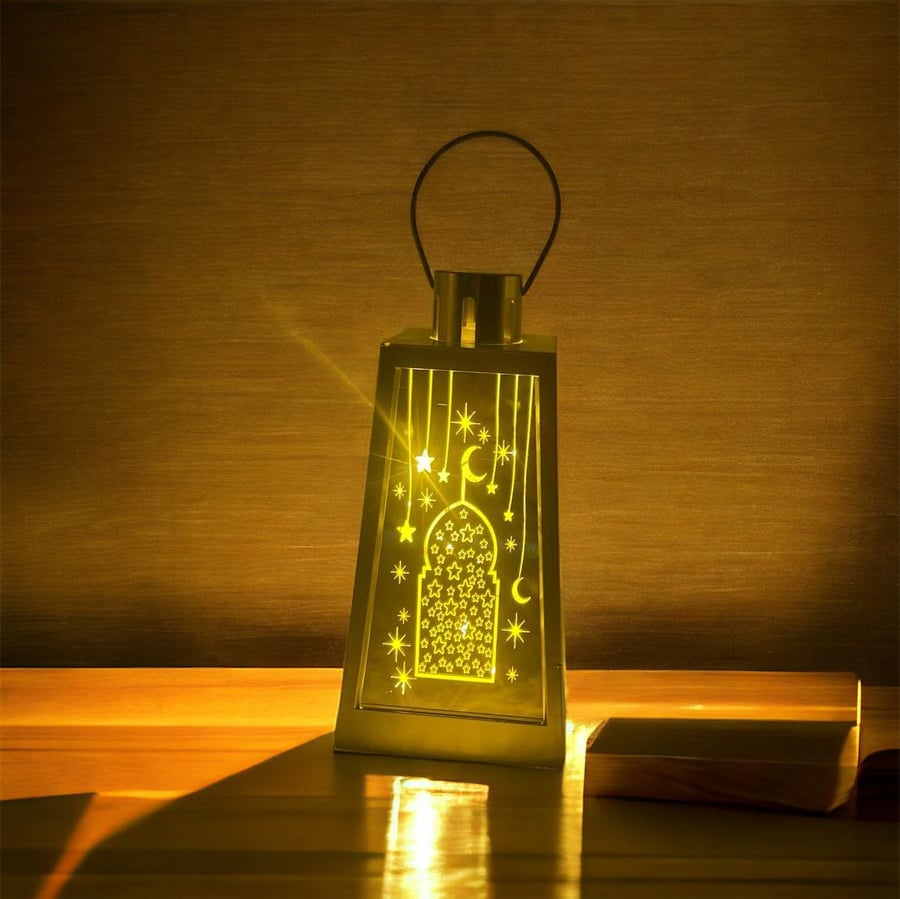 فانوس الضوء  WM2129 مطبوع رمضان مبارك