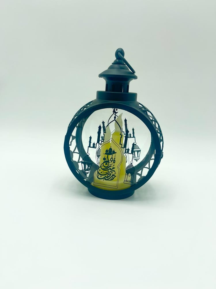 فانوس الضوء مع 3 شمعات DY-3 مطبوع رمضان مبارك