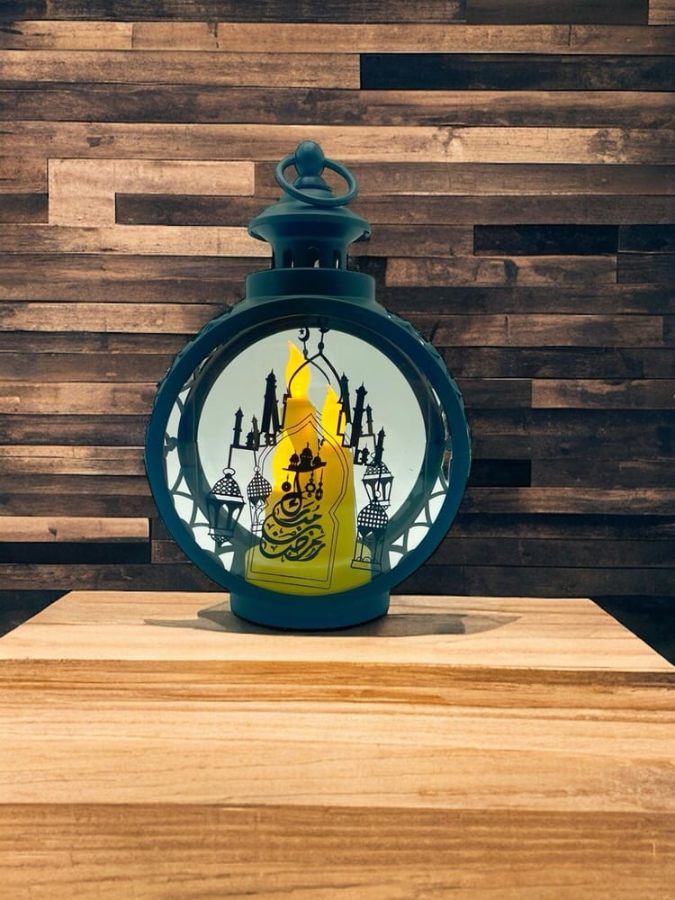 فانوس الضوء مع 3 شمعات DY-3 مطبوع رمضان مبارك