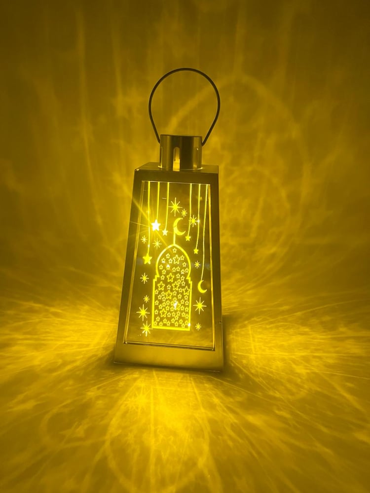 فانوس الضوء  WM2129 مطبوع رمضان مبارك