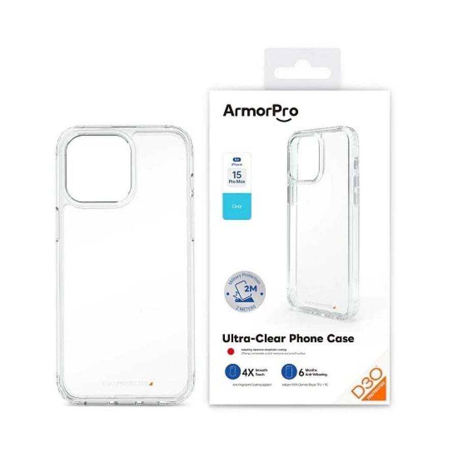 جراب حماية شفاف D3O لاجهزة الايفون 15 من ArmorPro
