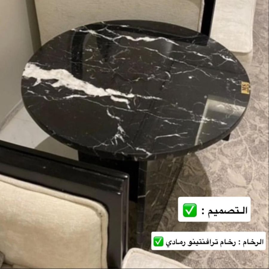 طاولات جانبية 2 رخام ترافنتينو رمادي