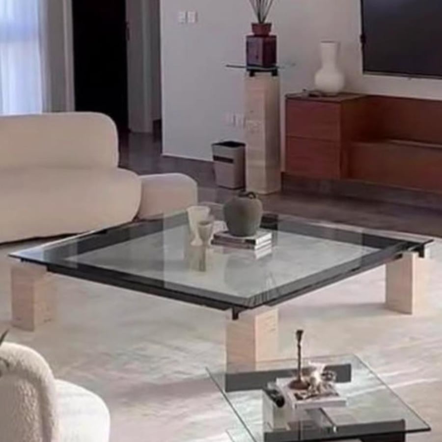 طلب خاص طاولة قهوة بقواعد رخام ترافنتينو