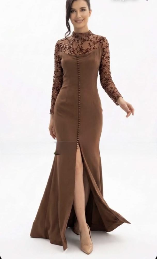 فستان سهره بني وسكري