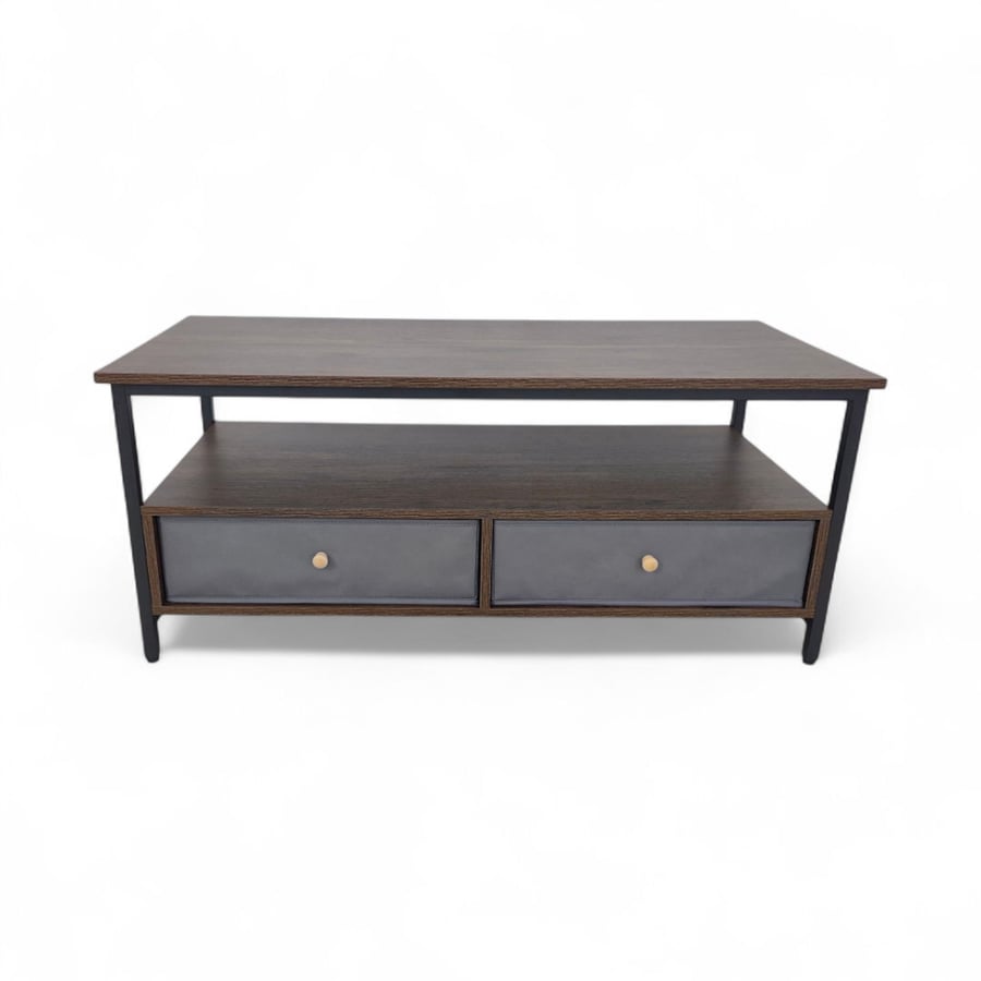 طاولة خدمة خشب مع قاعدة حديد بتصميم عصري