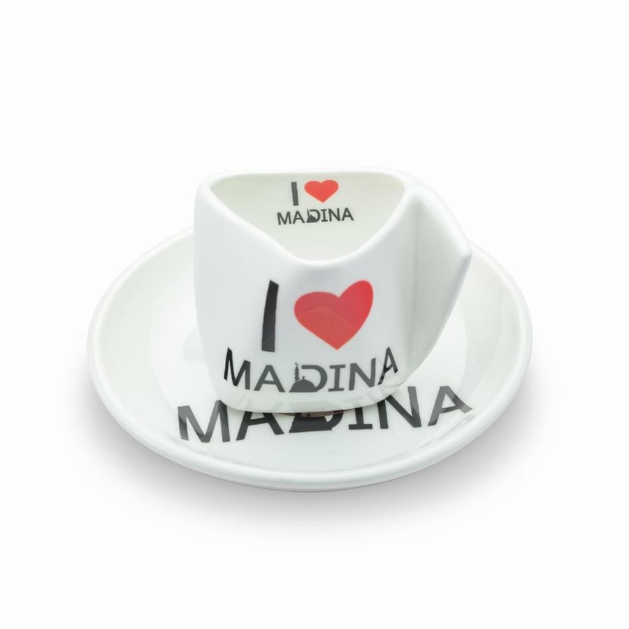 Turkish Souvenir Cup Set with I Love Madina Design