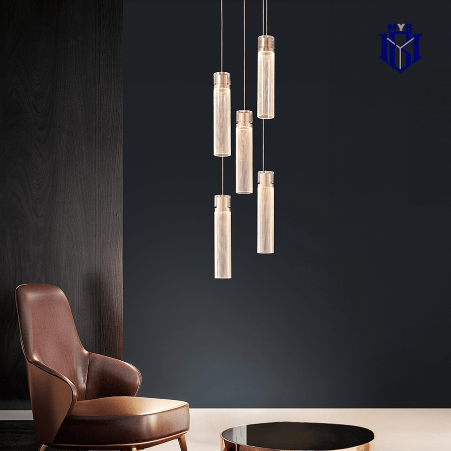 ثريا جانديرا معلقة ليد LED مودرن - 5 دلايات بتصميم عنقودي ذهبي الناصر