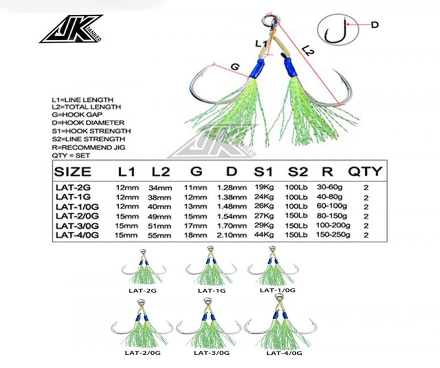 JK Fishing Hooks LAT-G Shore Jigging