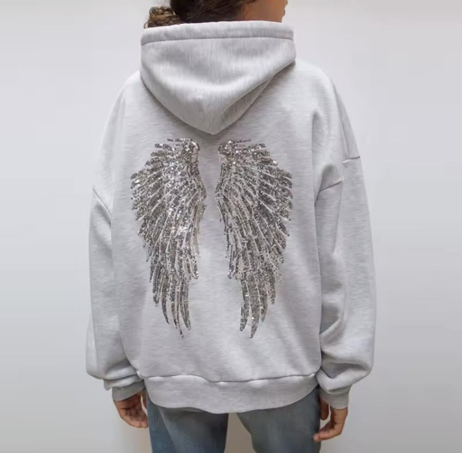 Wings sequin hoodie | هودي الاجنحة