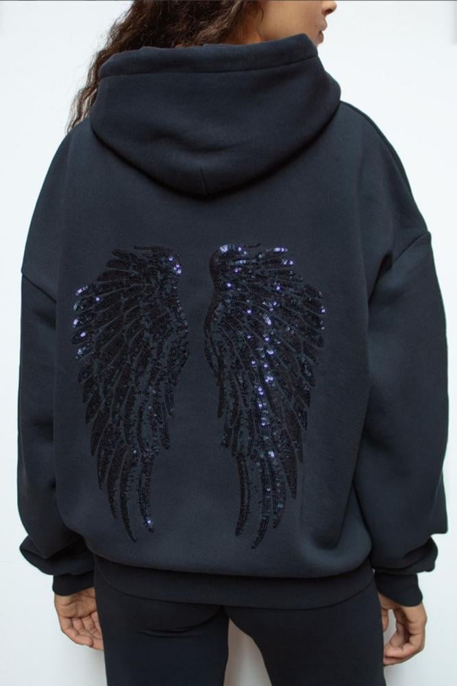 Wings sequin hoodie | هودي الاجنحة