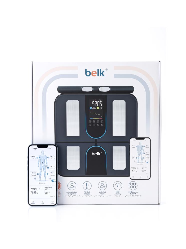 ميزان بيلك الذكي المطور لقياس تكوين الجسم الكامل مع مقبض سحب يدوي موديل BL-SC02 (Belk Smart Body Fat Scale)