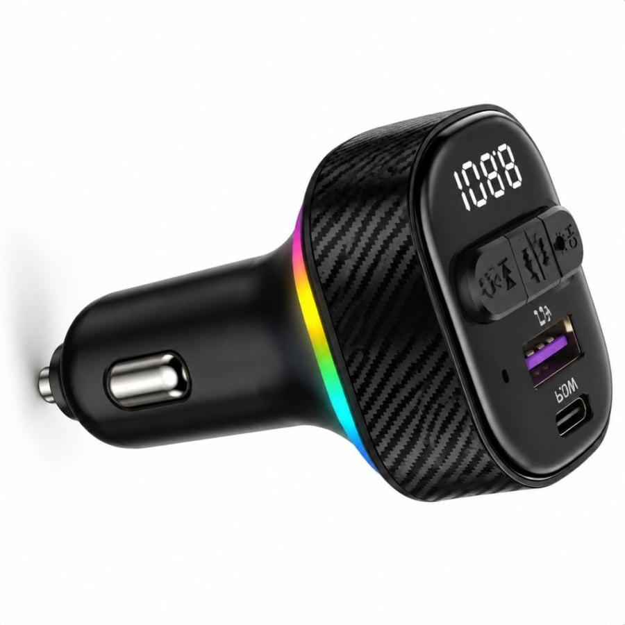منصت إرسال اف إم للسيارة بلوتوث مع شاحن سريع 30 واط QC3.0 موديل T3514 من تن بلس (Tenplus T3514 Car FM Transmitter 30W Fast Charger)
