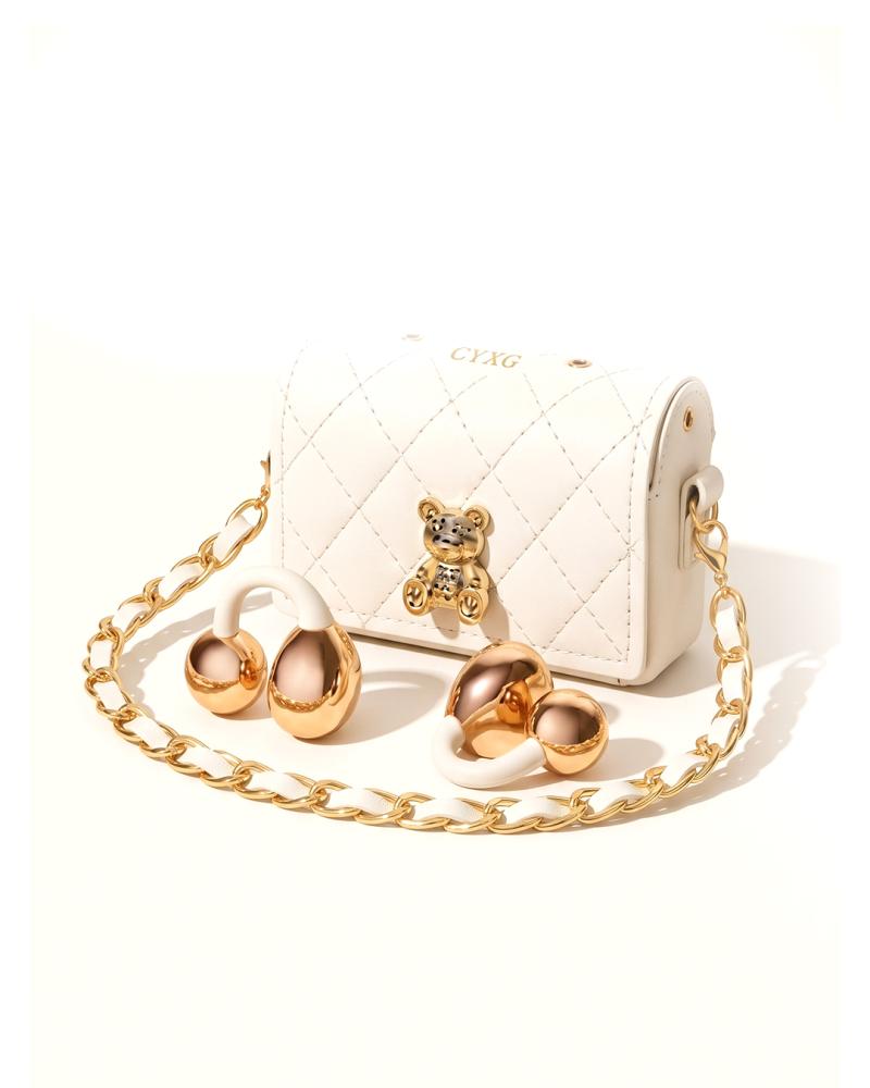 سماعة أذن نسائية لاسلكية بتصميم حلق مع حافظة على شكل حقيبة يد أنيقة (CYXG Q69 Wireless Earrings Headphones)