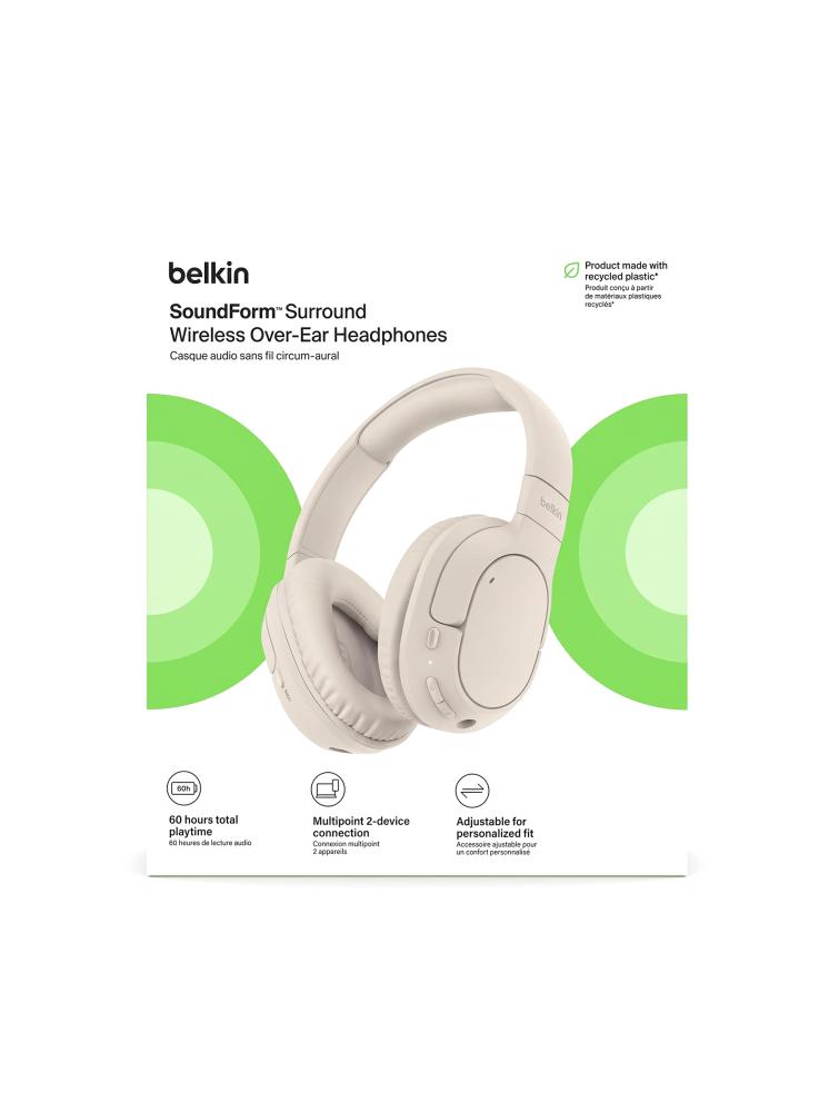سماعة أذن لاسلكية بيلكين ساوند فورم سوروند فوق الأذن بلوتوث (Belkin SoundForm Surround Wireless Over-Ear Headphones AUD009)