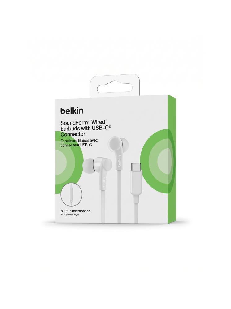سماعة أذن سلكية بيلكين ساوند فورم بمنفذ تايب سي مع ميكروفون (Belkin SoundForm Wired Earbuds USB-C G3H0002)