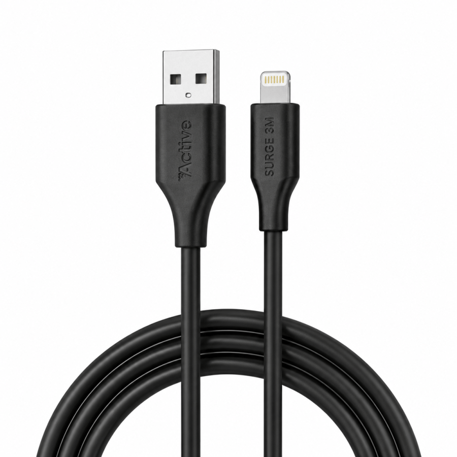 كيبل شحن سريع سيرج بطول 3 متر يو اس بي إلى لايتنينج من أكتيف (Active Surge 3M USB to Lightning Cable)
