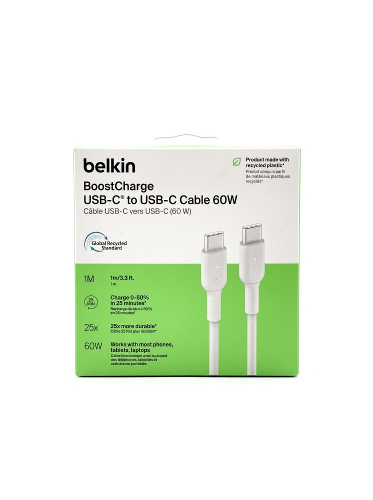 كيبل بيلكين بوست تشارج تايب سي إلى تايب سي بقدرة 60 واط وطول 1 متر (Belkin BoostCharge USB-C to USB-C Cable 60W 1M)