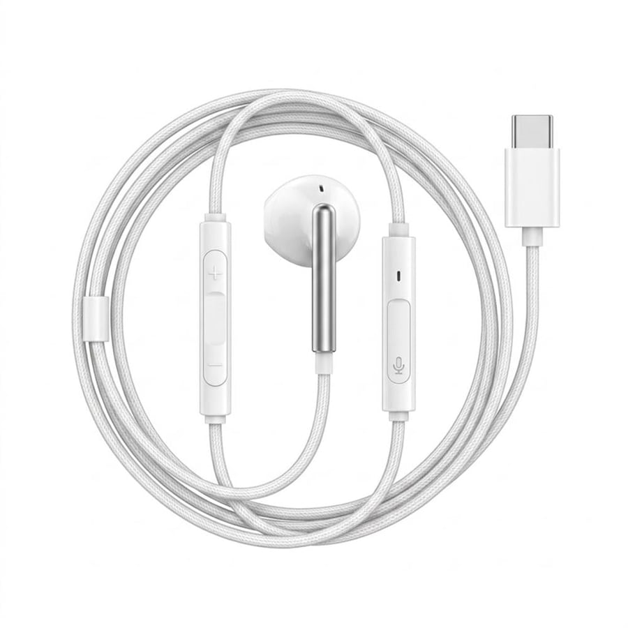 سماعة أذن سلكية بروميت بمنفذ تايب سي – صوت نقية مع ميكروفون ومفاتيح تحكم (Promate Type-C Earphones)