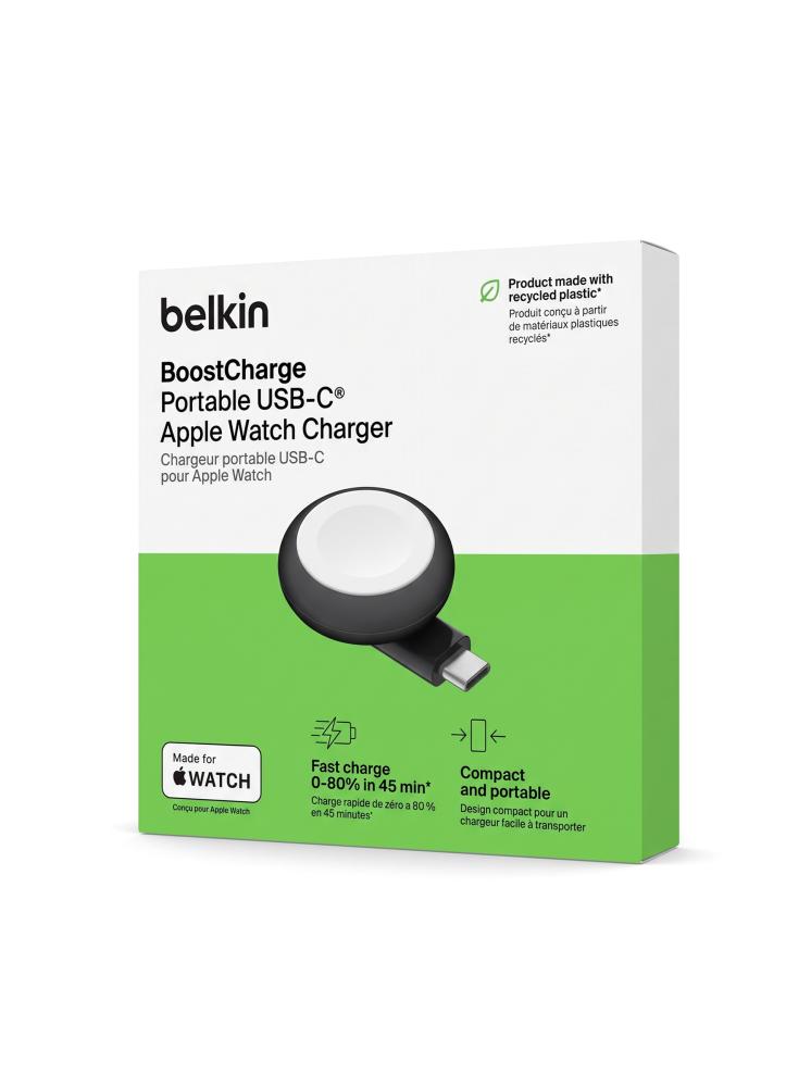 شاحن ساعة ابل بيلكين بوست تشارج متنقل بمنفذ تايب سي (Belkin BoostCharge Portable USB-C Apple Watch Charger WIZ022)