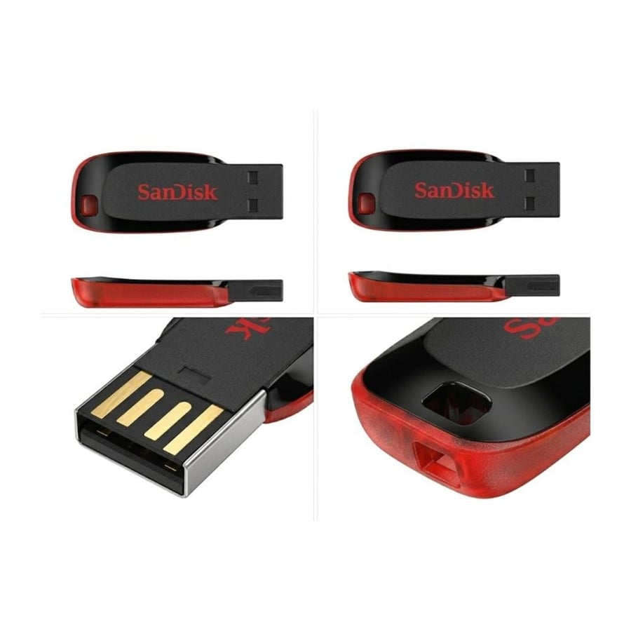 فلاش ميموري سان ديسك كروزر بليد الأصلي للتخزين ونقل البيانات بسعة 16 جيجابايت (SanDisk Cruzer Blade USB Flash Drive 16GB)