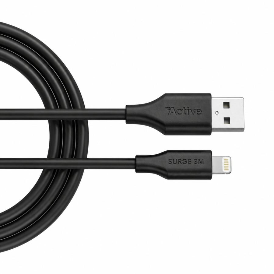 كيبل شحن سريع سيرج بطول 3 متر يو اس بي إلى لايتنينج من أكتيف (Active Surge 3M USB to Lightning Cable)