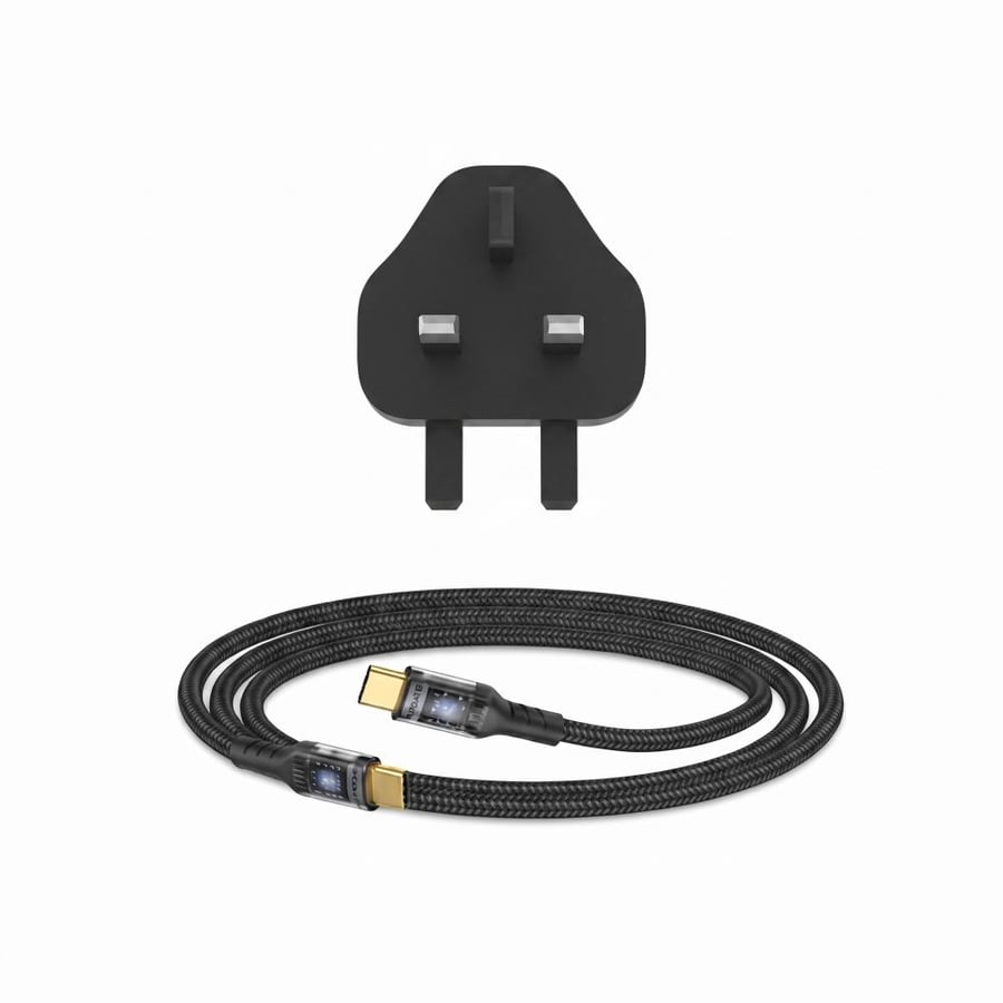 فيش شاحن جداري + سلك تايب سي بروميت بقوة 25 واط – بكج شحن سريع وآمن (Promate 25W Wall Charger with Type-C Cable)
