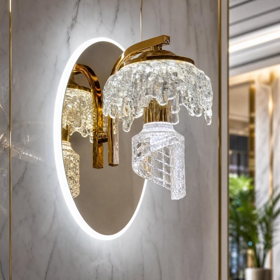Luxury Single Crystal Wall Light in Gold and Silverh