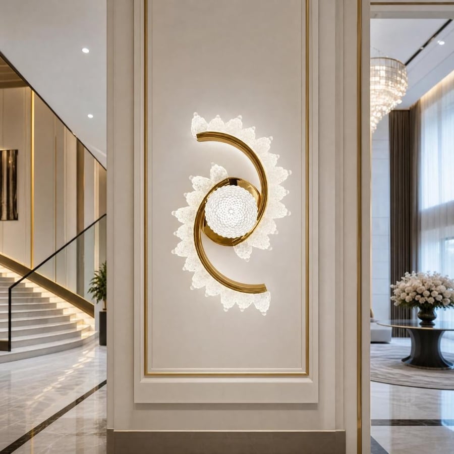 Modern Indoor Gold Wall Lamp for Living Rooms and Bedrooms