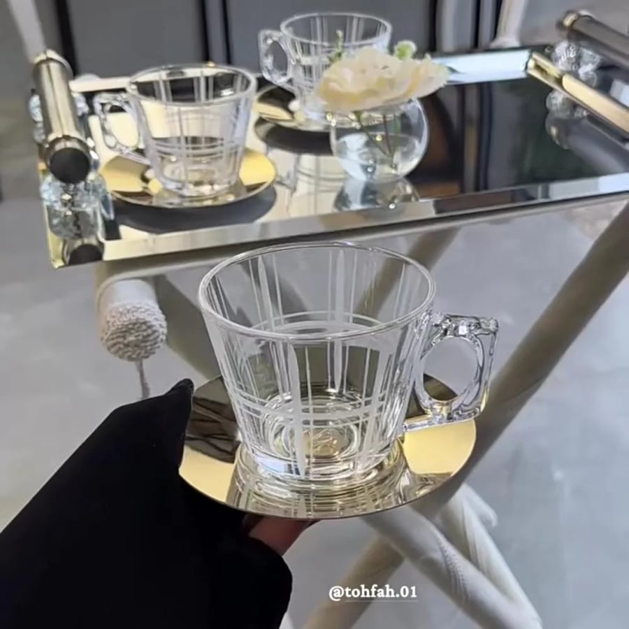 طقم 6 كوب كابتشينو تركي ذهبي