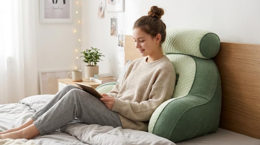 وسادة قراءة مريحة بتصميم مريح مع دعم قابل للتعديل للظهر، وسادة ناعمة لمنطقة أسفل الظهر للسرير، الأريكة، الكرسي - قابلة للتهوية ومريحة.