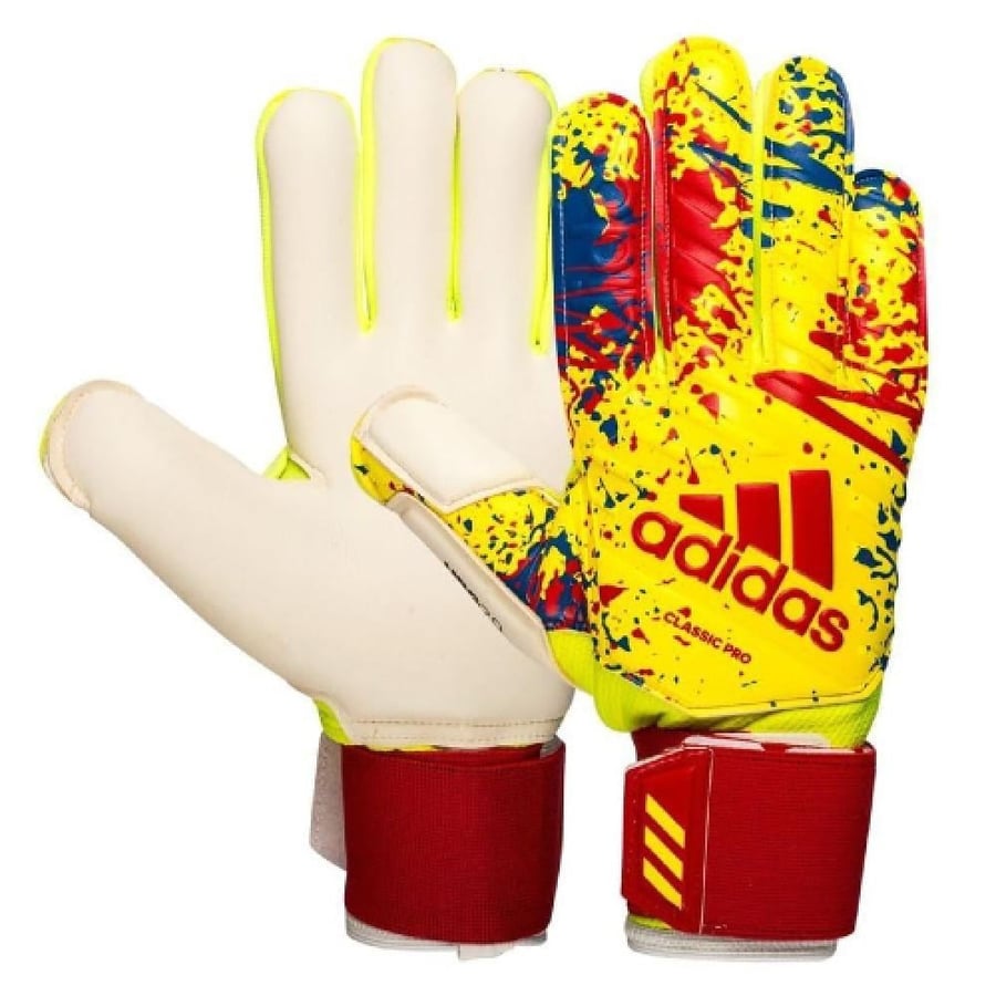 ADIDAS GOALKEEPER GLOVES CLASSIC PRO EXHIBIT - SOLAR YELLOW/ACTION RED/FOOTBALL BLUE